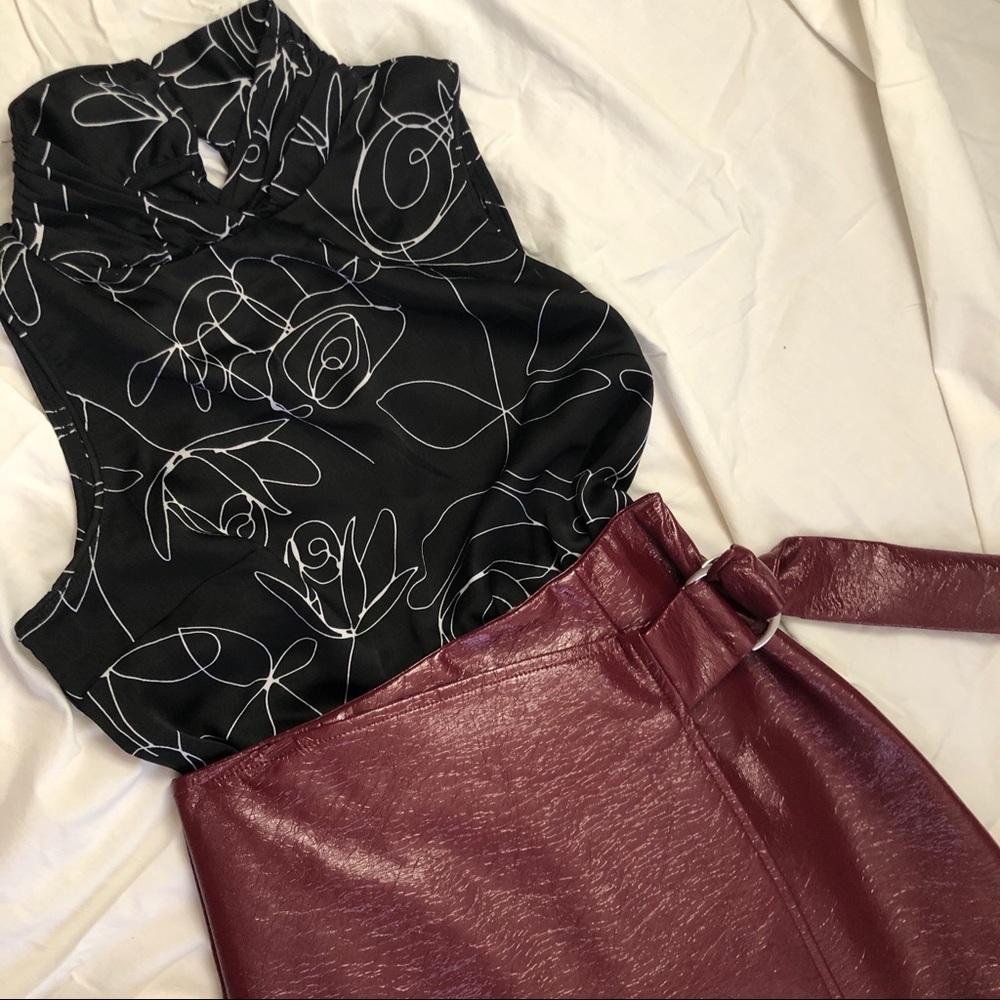 Vegan Leather Burgundy Skirt
